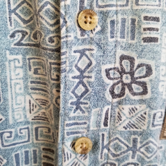 Vintage Columbia Shirt Mens M Button  Up Short Sleeve Hawaiian Blue Tribal Aztec - Picture 11 of 12